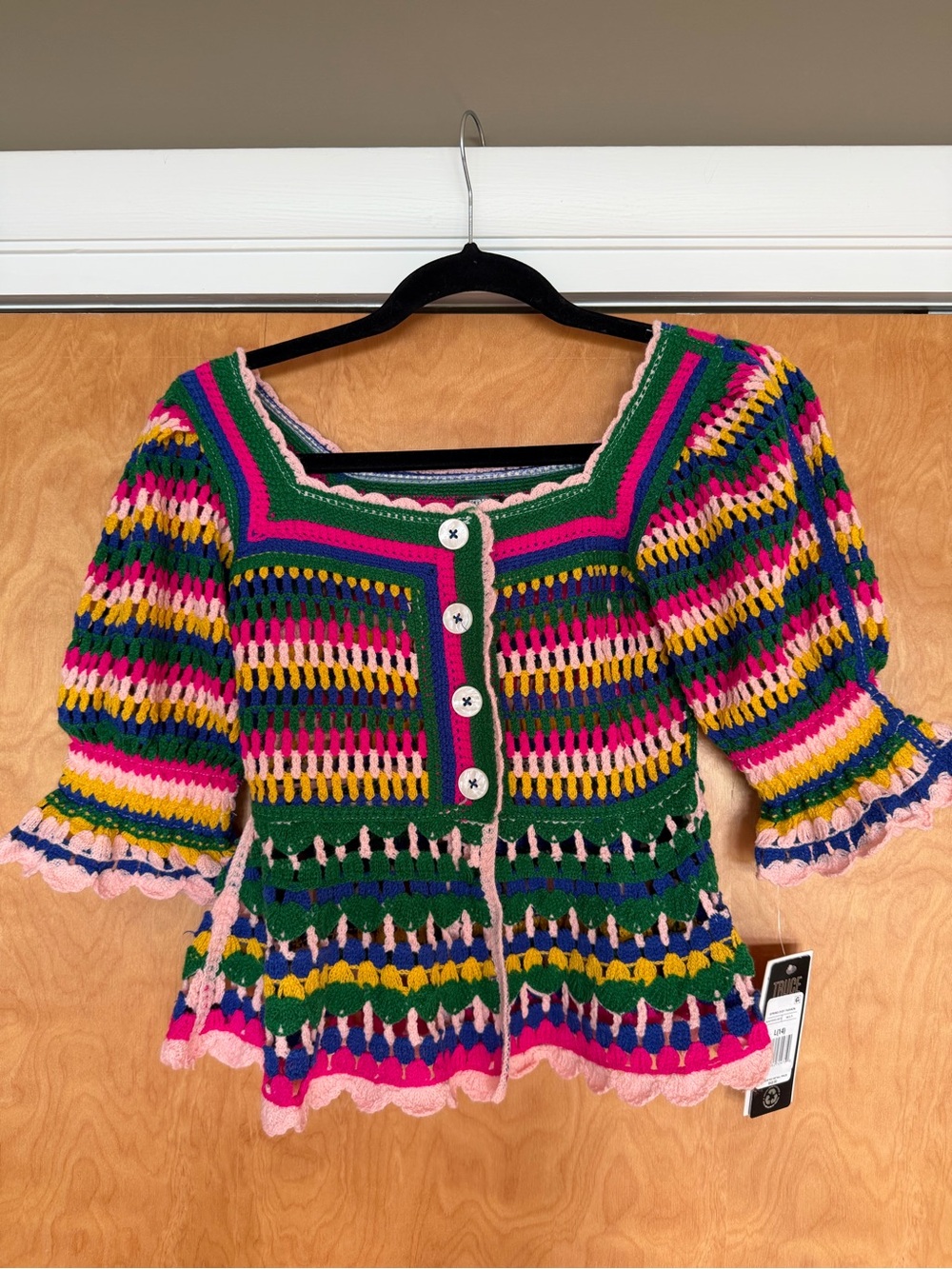 Multicolor Crochet Button-Front Girl’s Top